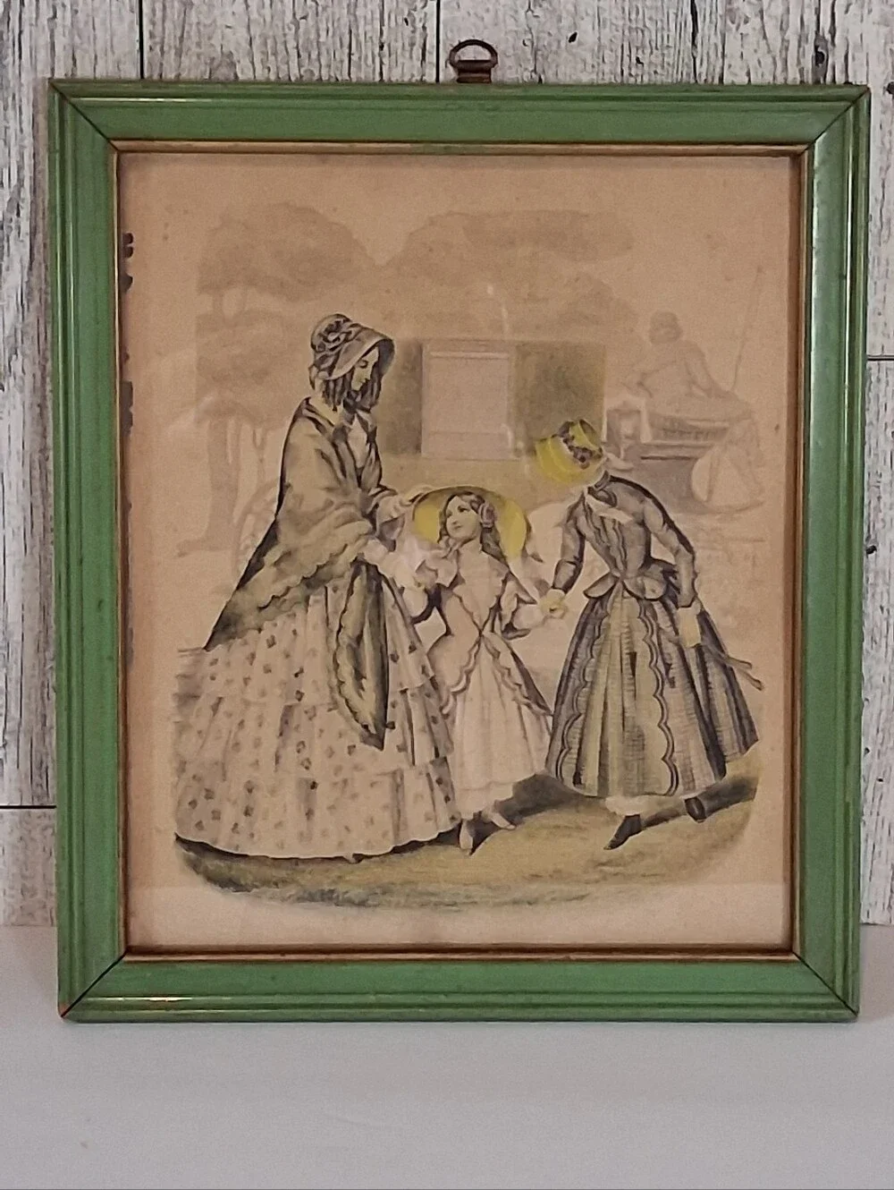 Vintage Godey's Lady's Book Hand-Colored Fashion Plate Print 1863